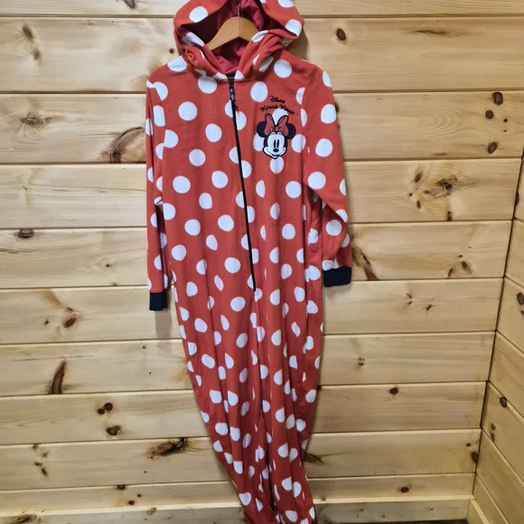 Disney Minnie Mouse Polka Dot Red and White Hooded Jumpsuit - Picture 3 of 5